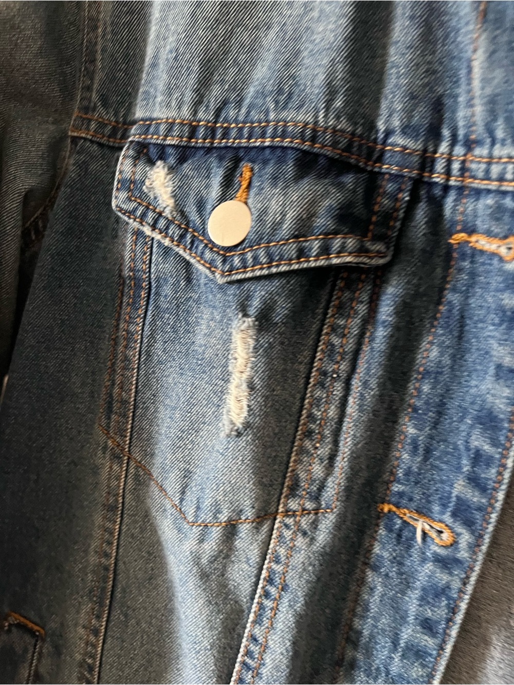 bp Upcycled Hand Painted Astronaut Space Denim Distressed Jacket Medium NWOT - Picture 2 of 10